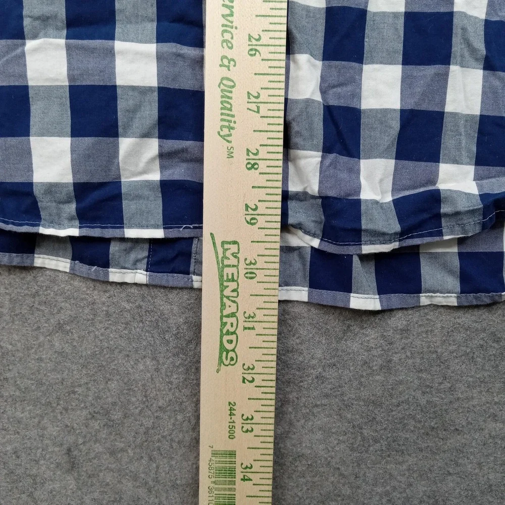 Banana Republic Shirt Mens XL Blue Check Slim Fit Button Front Long‎ Sleeve